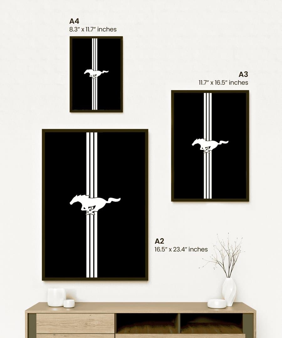 Ford Mustang Car Logo Frame & Poster | HD Acrylic Car Wall Decor for Home & Office | Wall Ready Design Frames & Posters 2