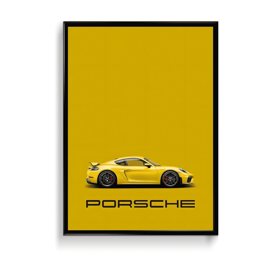 Porsche 718 Cayman GT4 Car Frame & Poster | HD Acrylic Car Wall Decor for Home & Office | Wall Ready Design Frames & Posters