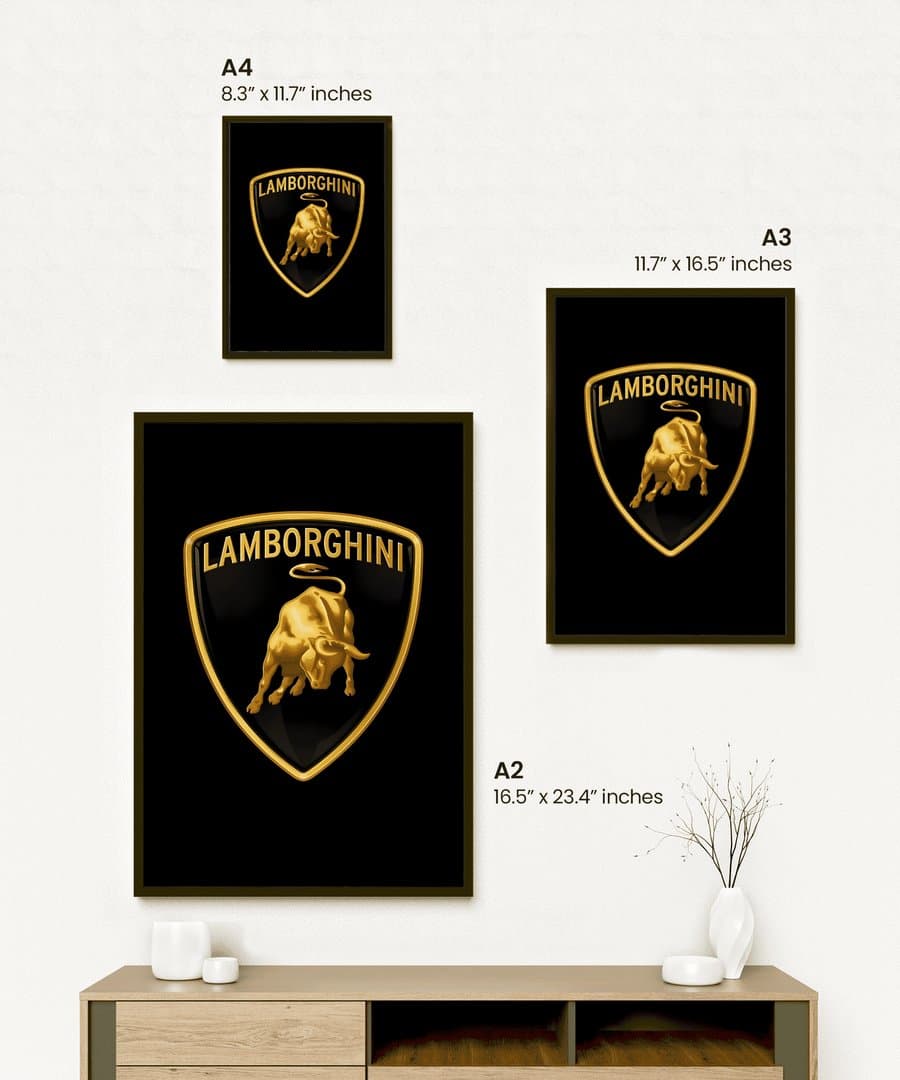 Lamborghini Logo Frame & Poster | HD Acrylic Car Wall Decor for Home & Office | Wall Ready Design Frames & Posters 2