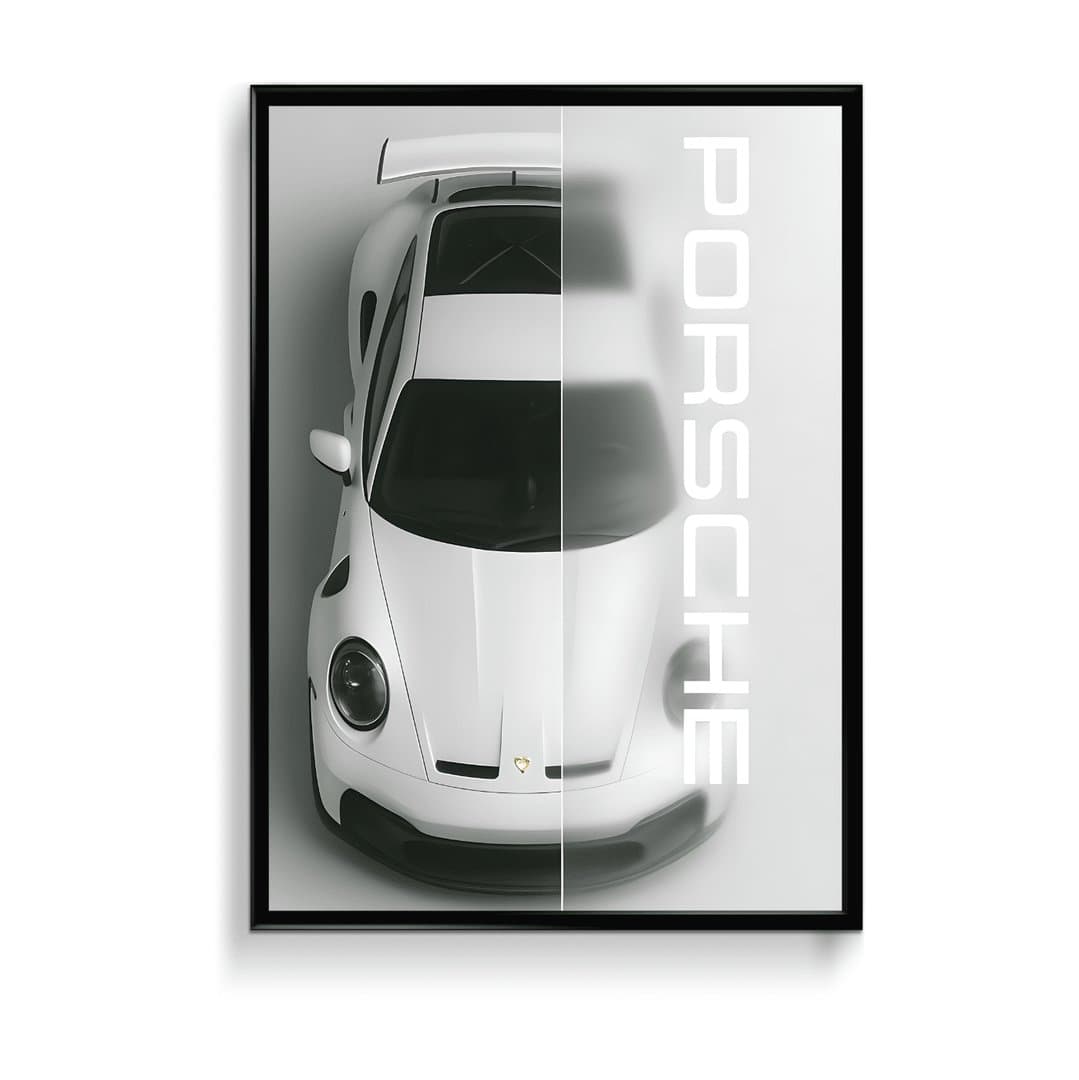 Porsche 911 (White) Car Frame & Poster | HD Acrylic Car Wall Decor for Home & Office | Wall Ready Design Frames & Posters 1