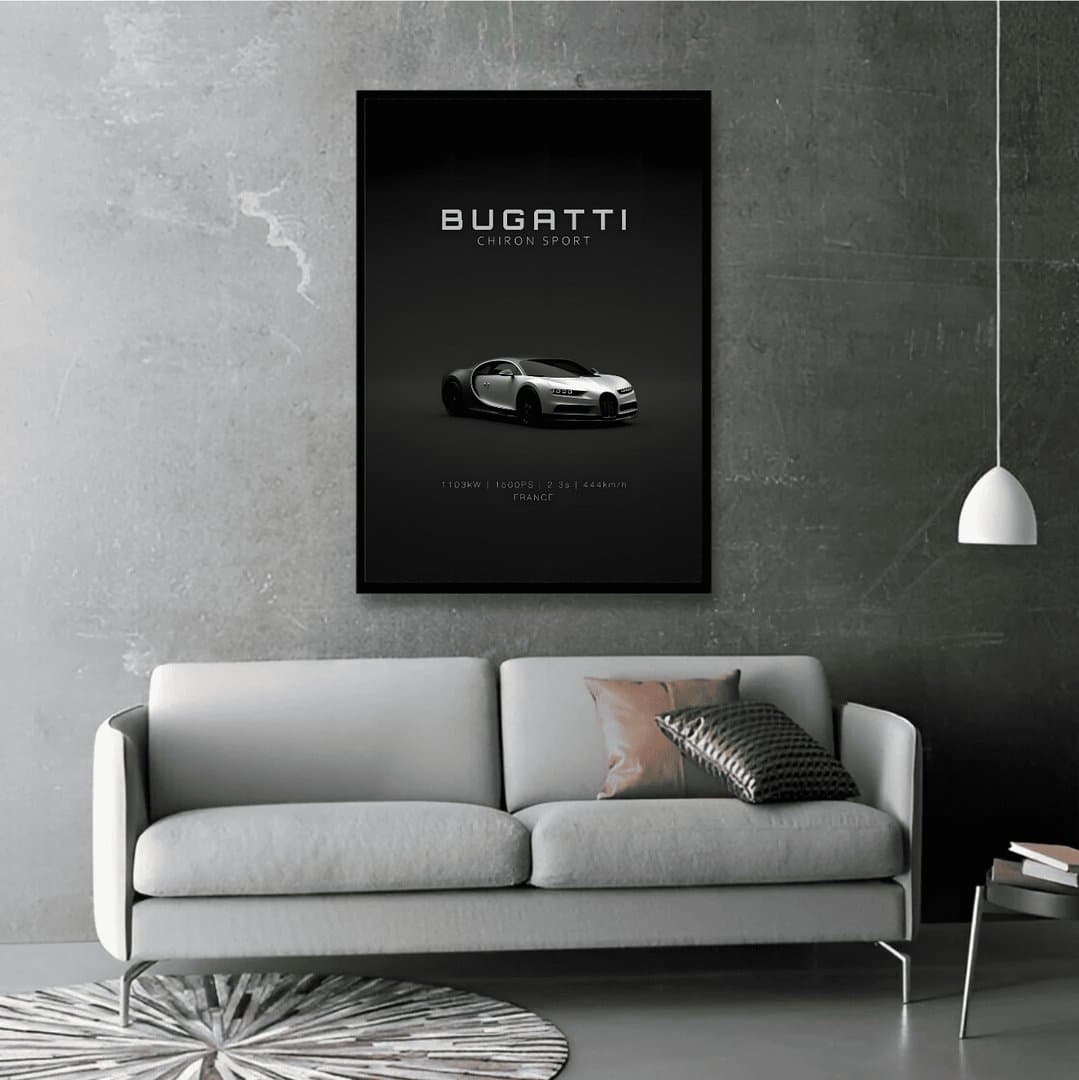 Bugatti Chiron Sport Minimalist Car Frames & Poster | HD Acrylic Car Wall Decor for Home & Office | Wall Ready Design Frames & Posters 3