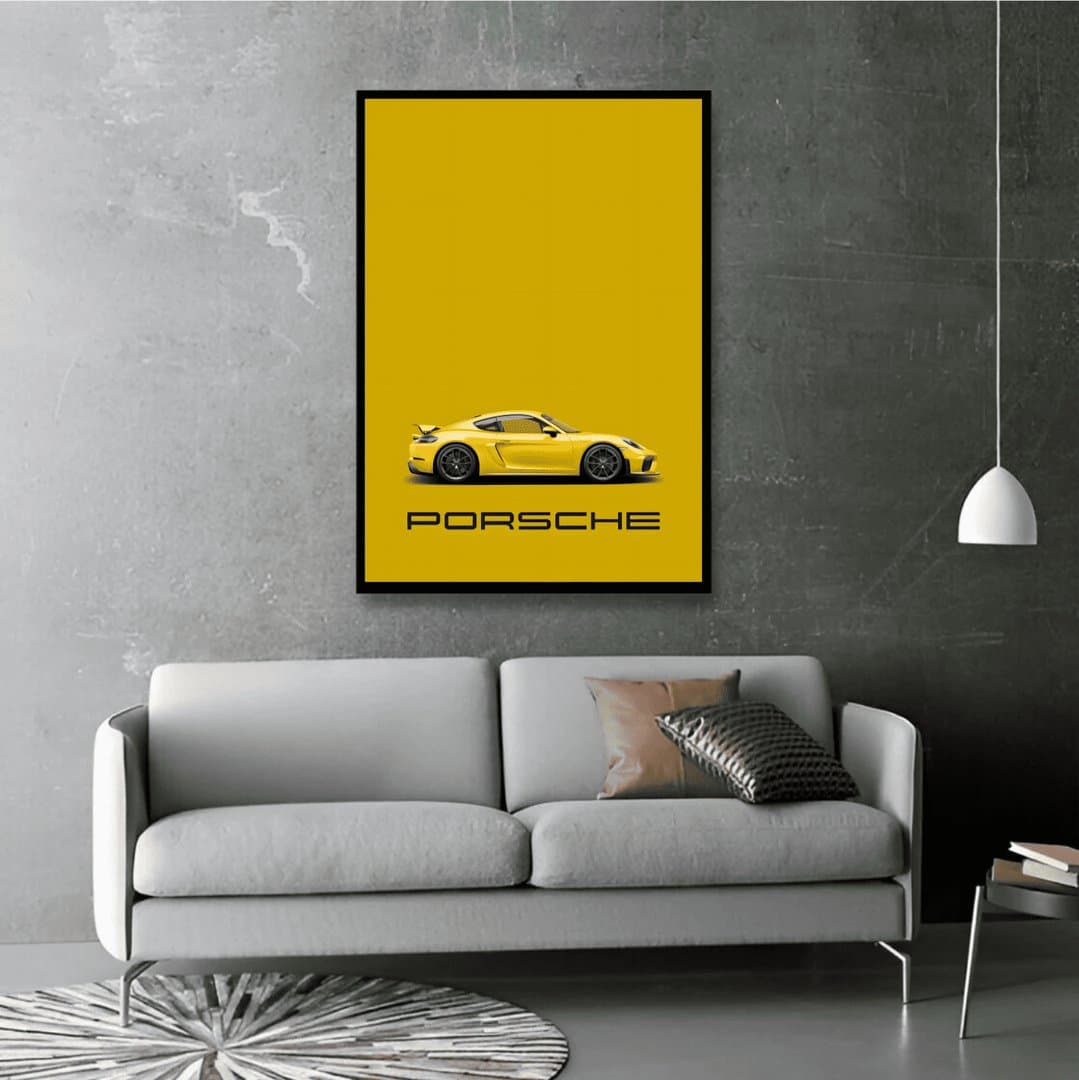 Porsche 718 Cayman GT4 Car Frame & Poster | HD Acrylic Car Wall Decor for Home & Office | Wall Ready Design Frames & Posters 4
