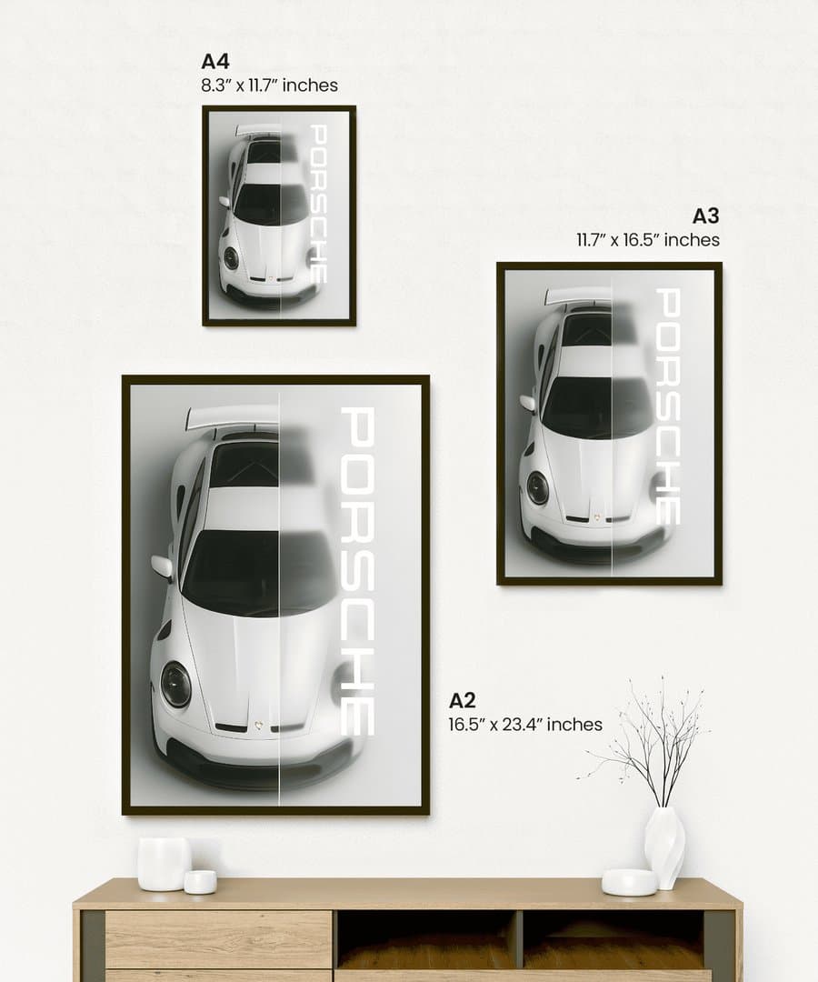 Porsche 911 (White) Car Frame & Poster | HD Acrylic Car Wall Decor for Home & Office | Wall Ready Design Frames & Posters 2