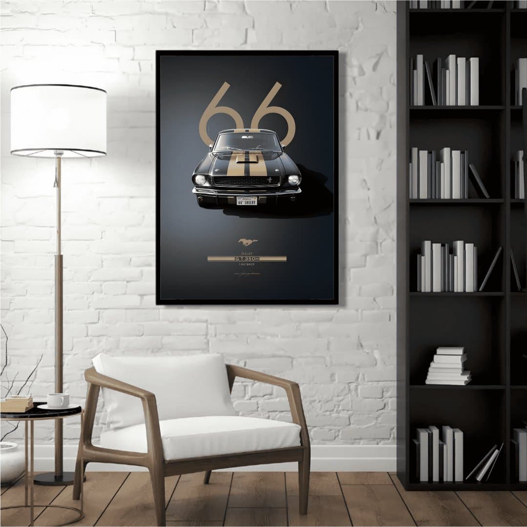 1966 Shelby G.T.350H Fastback Car Frame & Poster | HD Acrylic Car Wall Decor for Home & Office | Wall Ready Design Frames & Posters 2