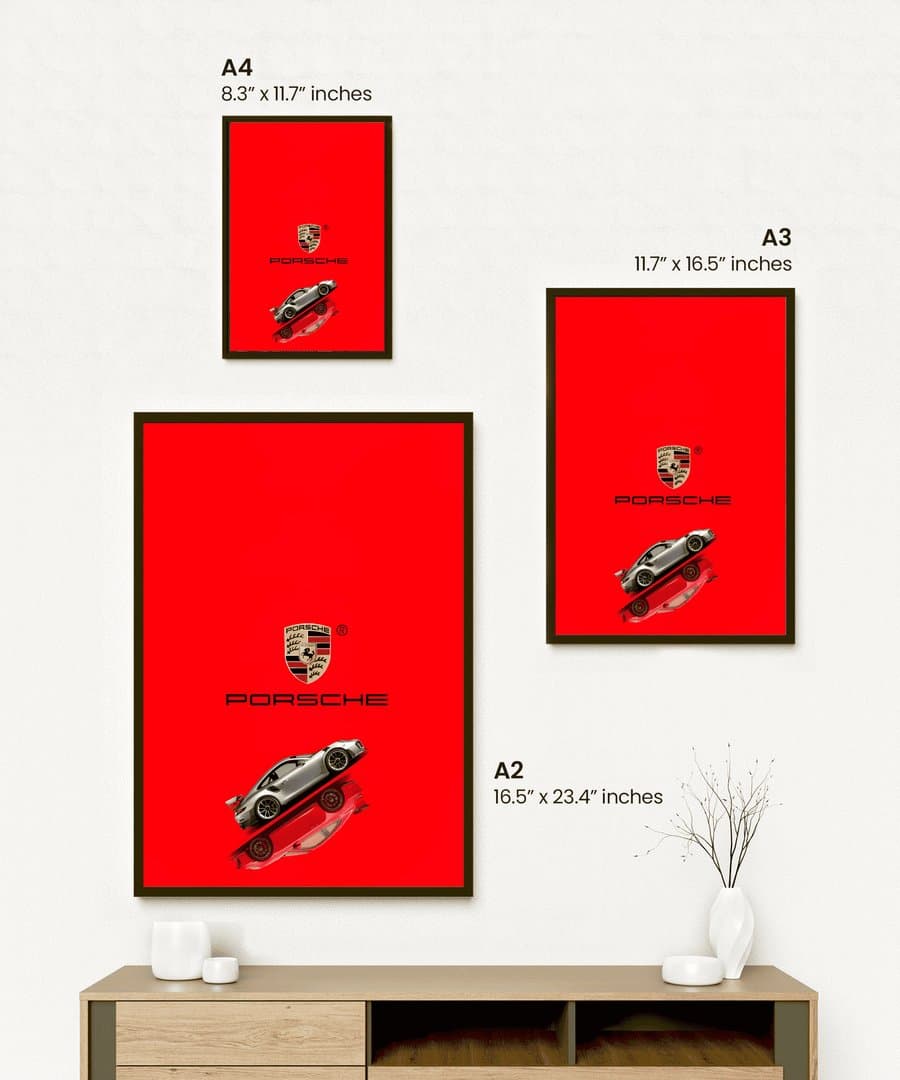 Porsche 911 Car Frame & Poster | HD Acrylic Car Wall Decor for Home & Office | Wall Ready Design Frames & Posters 2