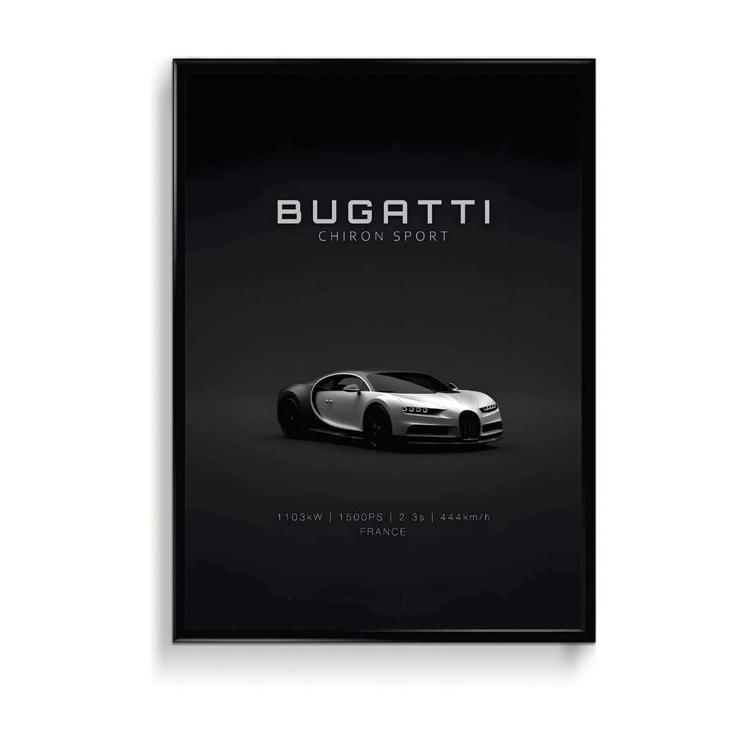 Bugatti Chiron Sport Minimalist Car Frames & Poster | HD Acrylic Car Wall Decor for Home & Office | Wall Ready Design Frames & Posters 1