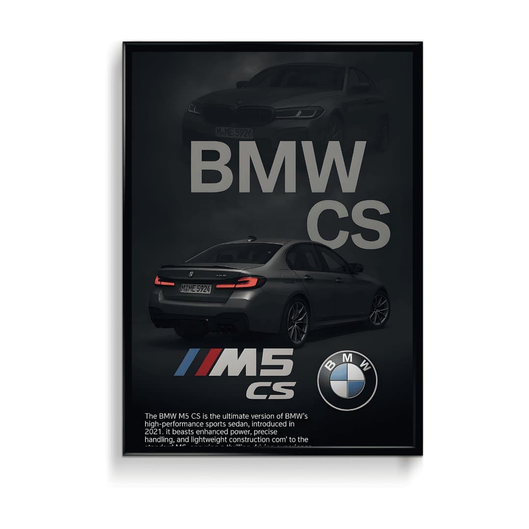 BMW M5 CS Car Frame & Poster | HD Acrylic Car Wall Decor for Home & Office | Wall Ready Design Frames & Posters 1