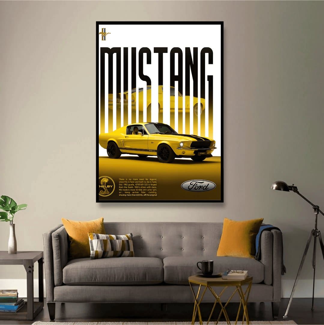 1967 Ford Mustang Shelby GT500 Car Frame & Poster | HD Acrylic Car Wall Decor for Home & Office | Wall Ready Design Frames & Posters 4