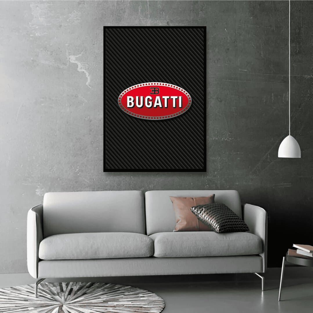 Bugatti Macaron Logo Frames & Poster | HD Acrylic Car Wall Decor for Home & Office | Wall Ready Design Frames & Posters 3