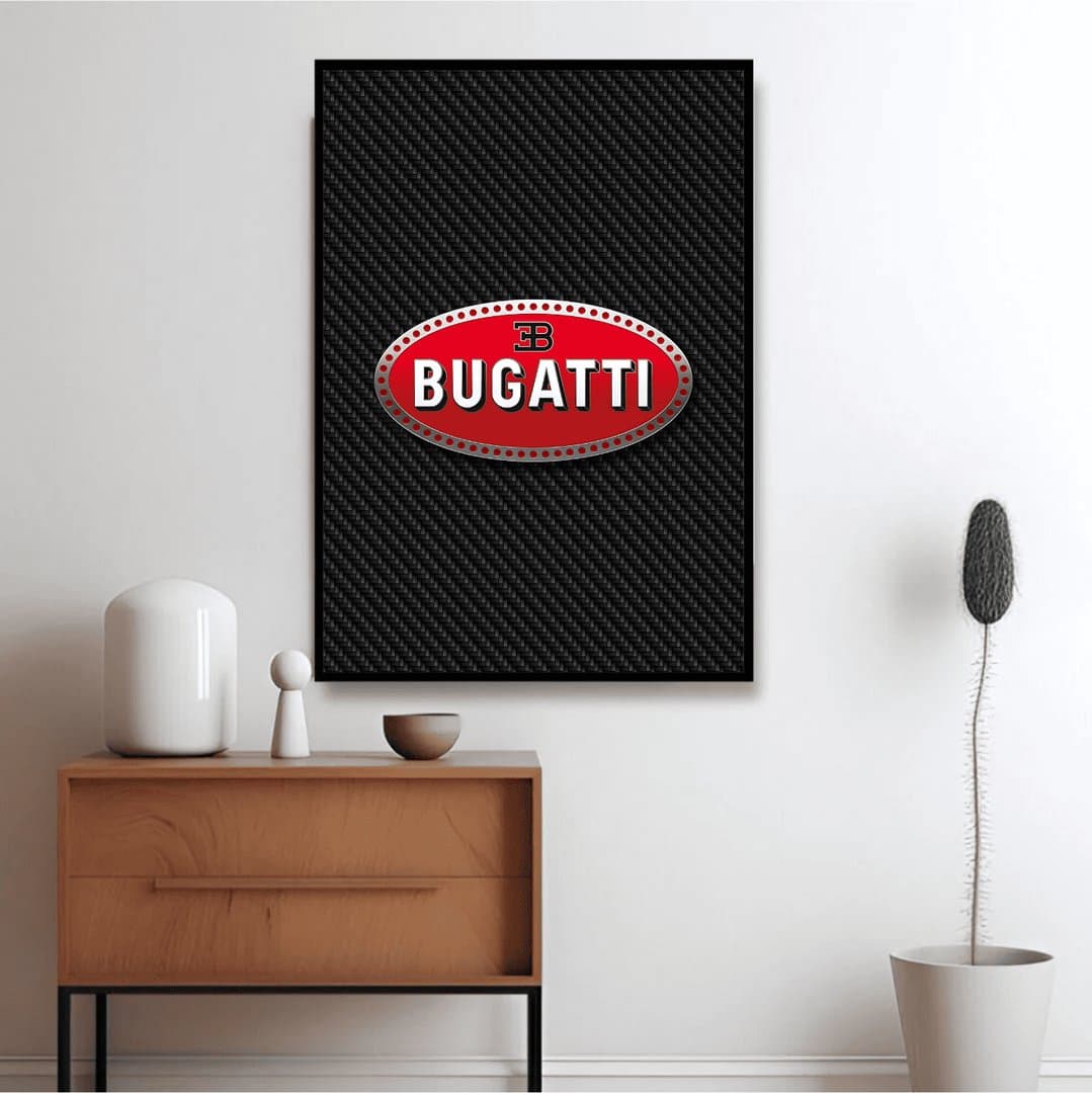 Bugatti Macaron Logo Frames & Poster | HD Acrylic Car Wall Decor for Home & Office | Wall Ready Design Frames & Posters 4