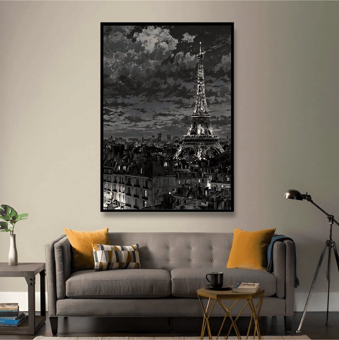Eiffel Tower (Black & White Aesthetic) Frame & Poster | HD Acrylic Black & White Aesthetic Wall Decor for Home & Office | Wall Ready Design Frames & Posters 4