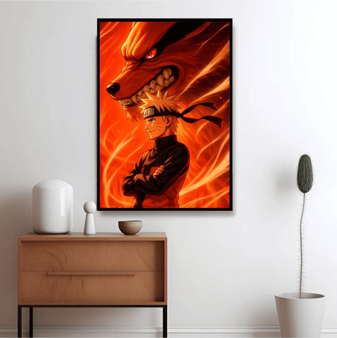 Naruto Uzumaki & Kurama (The Nine-Tailed Fox) Frame & Poster | HD Acrylic Anime Wall Decor for Home & Office | Wall Ready Design Frames & Posters 5