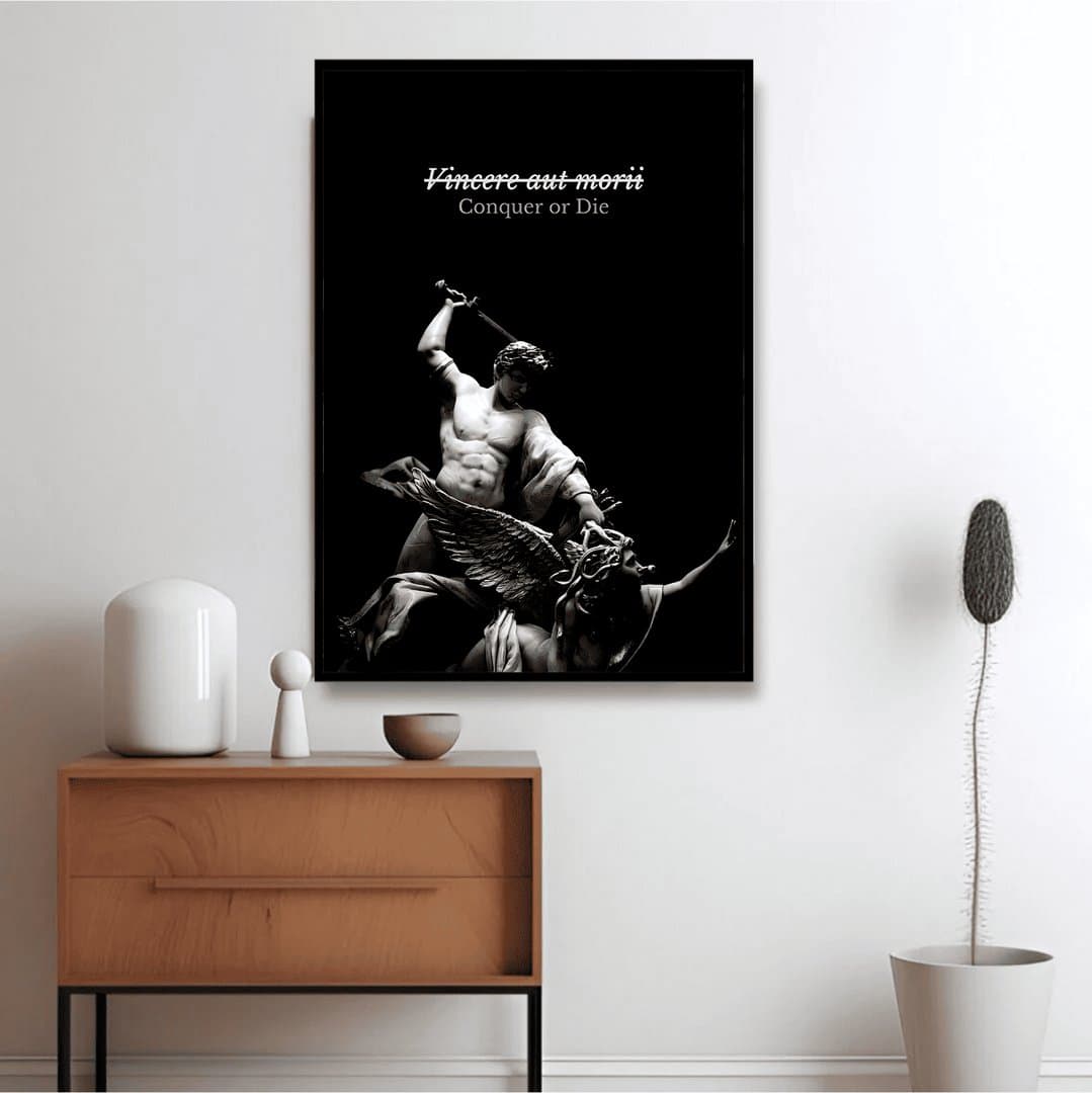 Vincere aut Mori (Conquer or Die) (For Him) Frame & Poster | HD Acrylic For Him Wall Decor for Home & Office | Wall Ready Design Frames & Posters 4