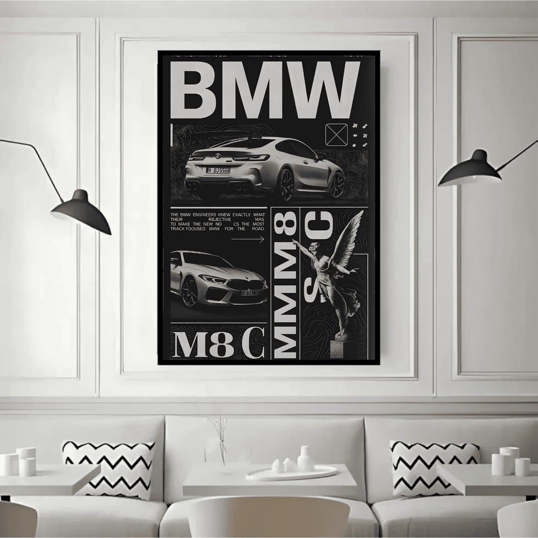 BMW M8 Car Frame & Poster | HD Acrylic Car Wall Decor for Home & Office | Wall Ready Design Frames & Posters 3