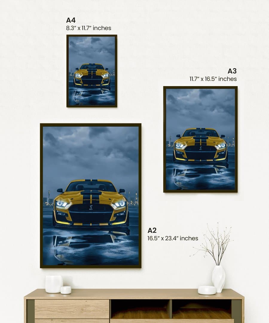 Ford Mustang Shelby GT500 Car Frame & Poster | HD Acrylic Car Wall Decor for Home & Office | Wall Ready Design Frames & Posters 2