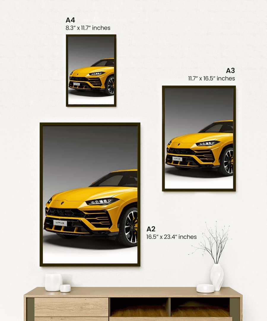 Lamborghini Urus Car Frame & Poster | HD Acrylic Car Wall Decor for Home & Office | Wall Ready Design Frames & Posters 2