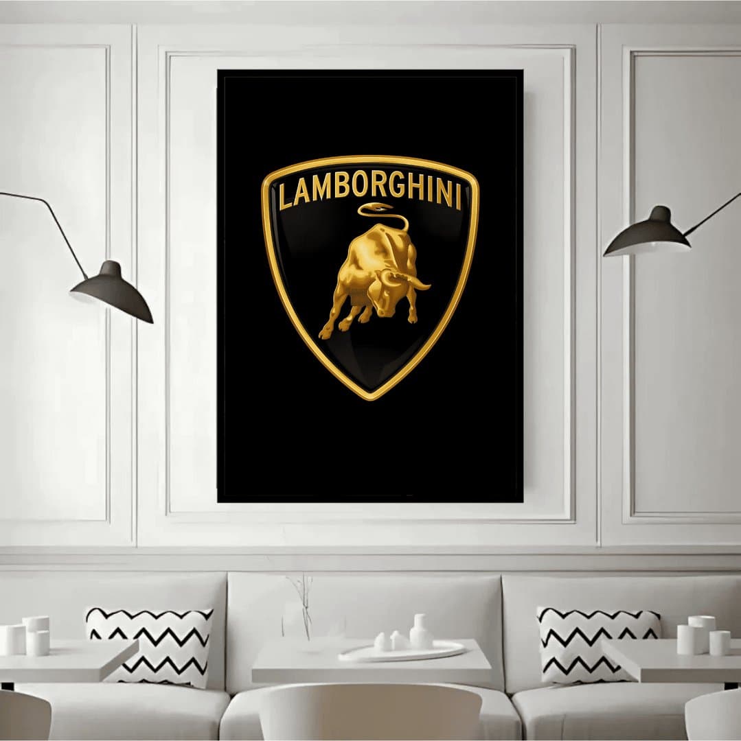 Lamborghini Logo Frame & Poster | HD Acrylic Car Wall Decor for Home & Office | Wall Ready Design Frames & Posters 3