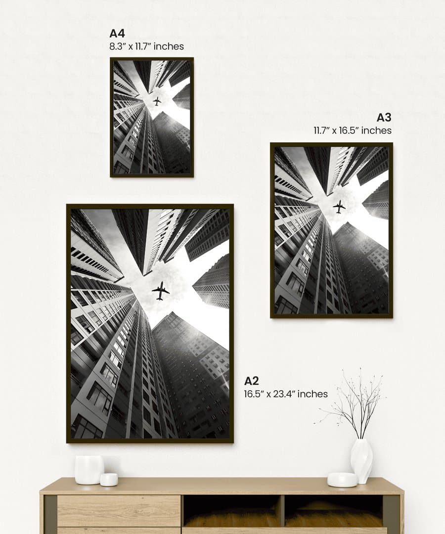 Skyline Buildings (Black & White Aesthetic) Frame & Poster | HD Acrylic Black & White Aesthetic Wall Decor for Home & Office | Wall Ready Design Frames & Posters 2