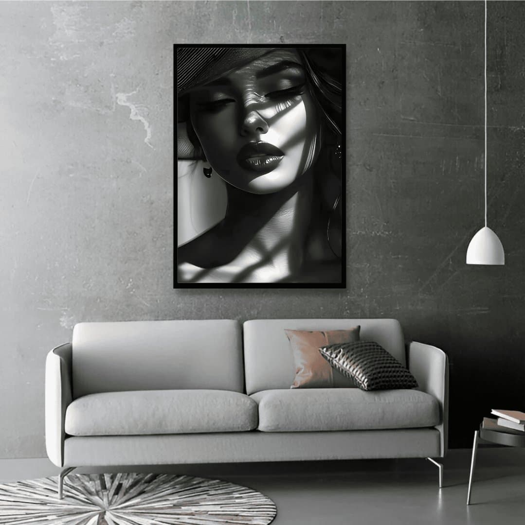 Mystery Lady Monochromatic Framed Art (For Her) Frame & Poster | HD Acrylic For Her Wall Decor for Home & Office | Wall Ready Design Frames & Posters 4