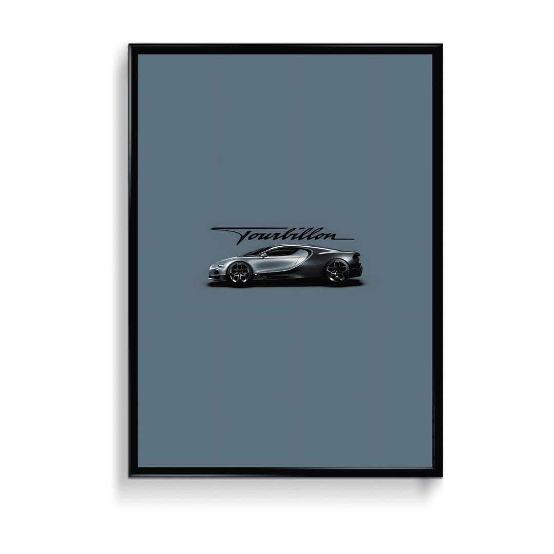 Bugatti Tourbillon Minimalist Fine Art Frames & Poster | HD Acrylic Car Wall Decor for Home & Office | Wall Ready Design Frames & Posters