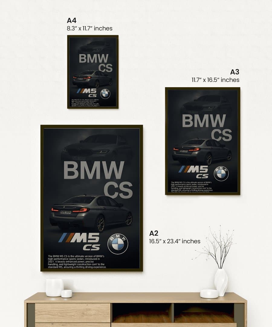 BMW M5 CS Car Frame & Poster | HD Acrylic Car Wall Decor for Home & Office | Wall Ready Design Frames & Posters 2