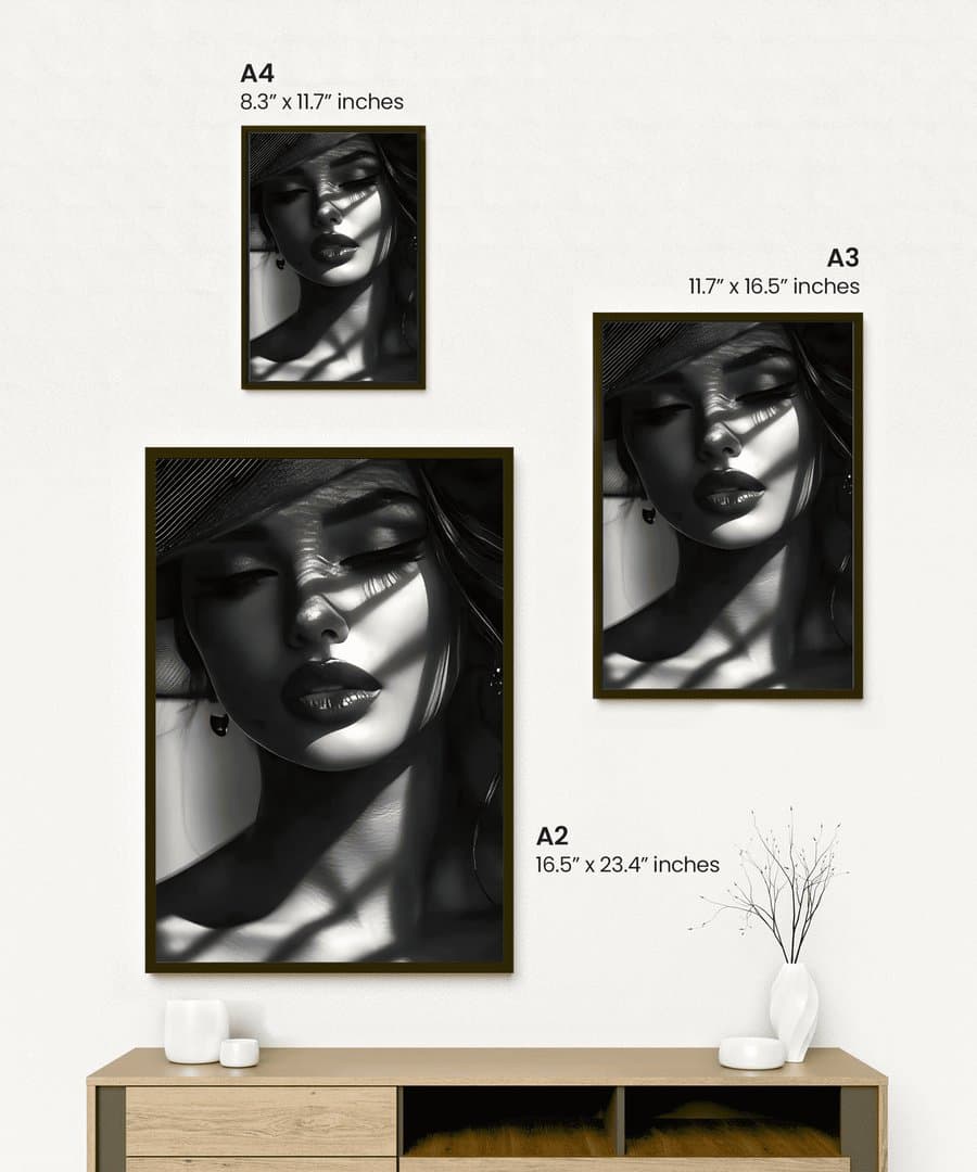 Mystery Lady Monochromatic Framed Art (For Her) Frame & Poster | HD Acrylic For Her Wall Decor for Home & Office | Wall Ready Design Frames & Posters 2