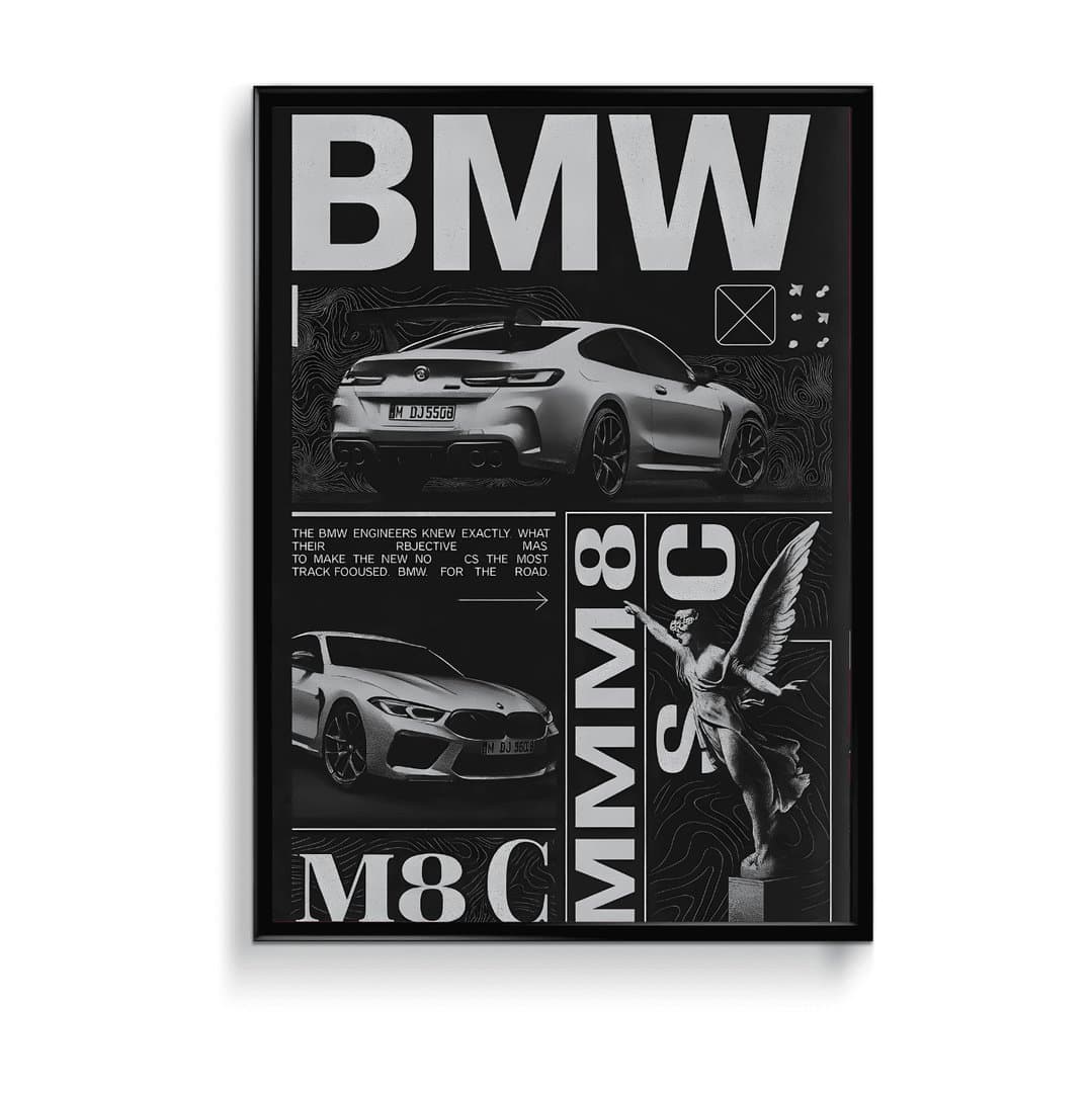 BMW M8 Car Frame & Poster | HD Acrylic Car Wall Decor for Home & Office | Wall Ready Design Frames & Posters 1