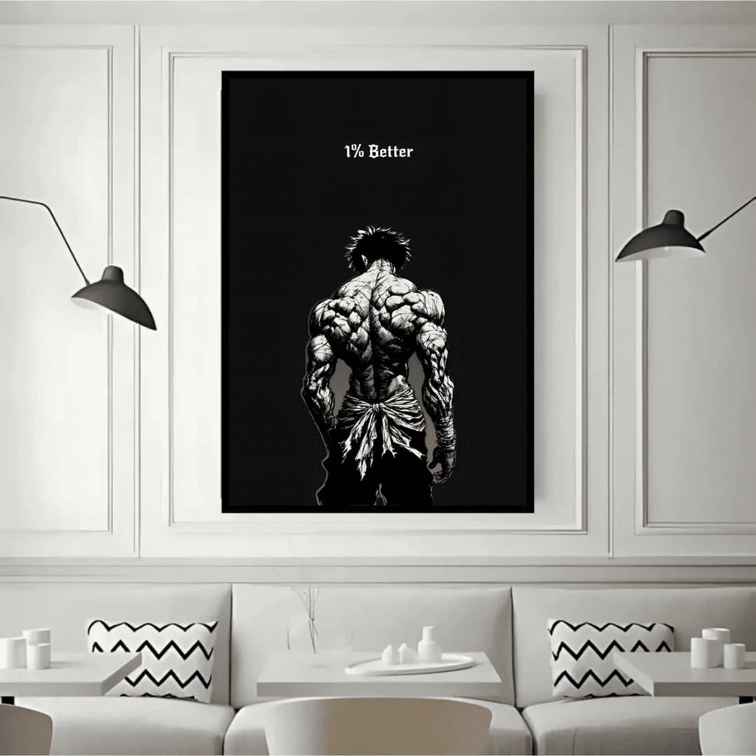 Baki 1% Better Motivational (Gym) Frame & Poster | HD Acrylic Gym Wall Decor for Home & Office | Wall Ready Design Frames & Posters 3
