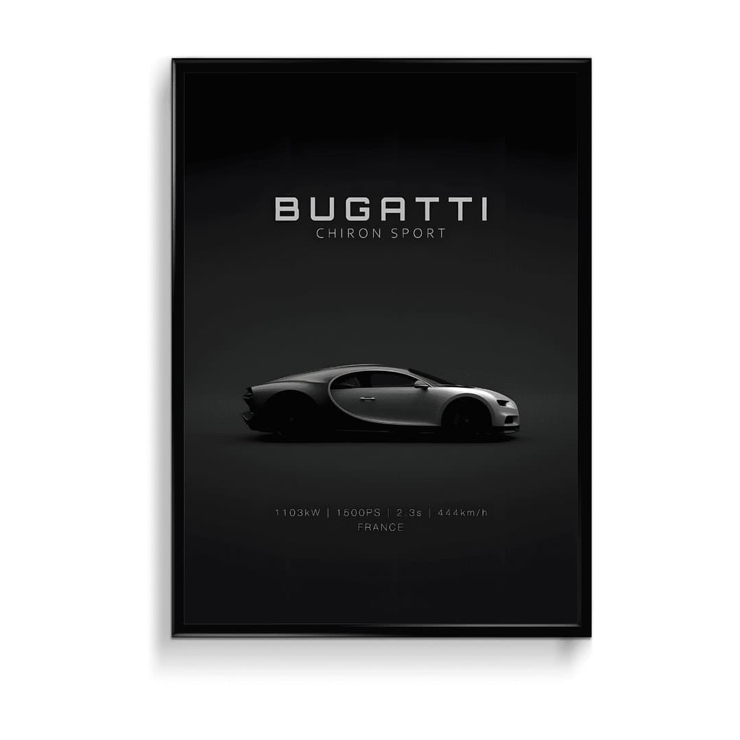Bugatti Chiron Sport Minimalist Automotive Frames & Poster | HD Acrylic Car Wall Decor for Home & Office | Wall Ready Design Frames & Posters