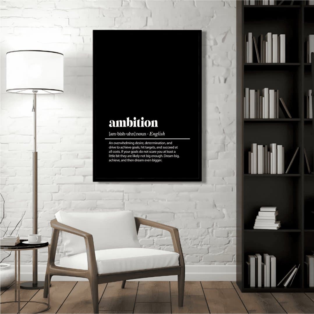 Ambition Definition Motivational (For Him) Frame & Poster | HD Acrylic For Him Wall Decor for Home & Office | Wall Ready Design Frames & Posters 3