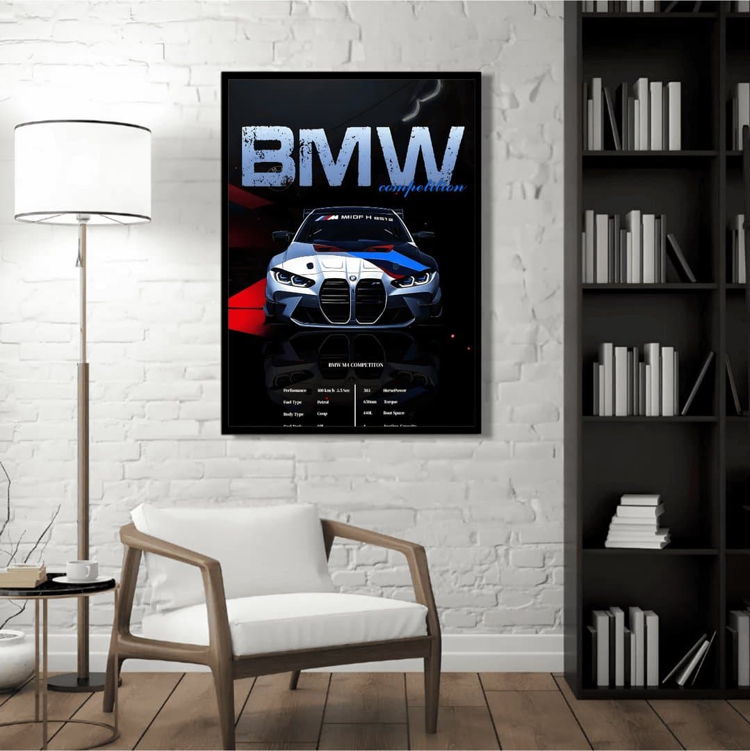 BMW M4 Competition Car Frame & Poster | HD Acrylic Car Wall Decor for Home & Office | Wall Ready Design Frames & Posters 5