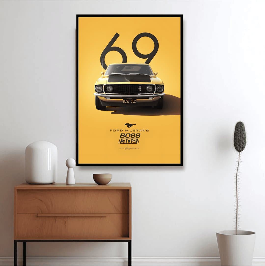 Ford Mustang GT 350 Car Frame & Poster | HD Acrylic Car Wall Decor for Home & Office | Wall Ready Design Frames & Posters 2