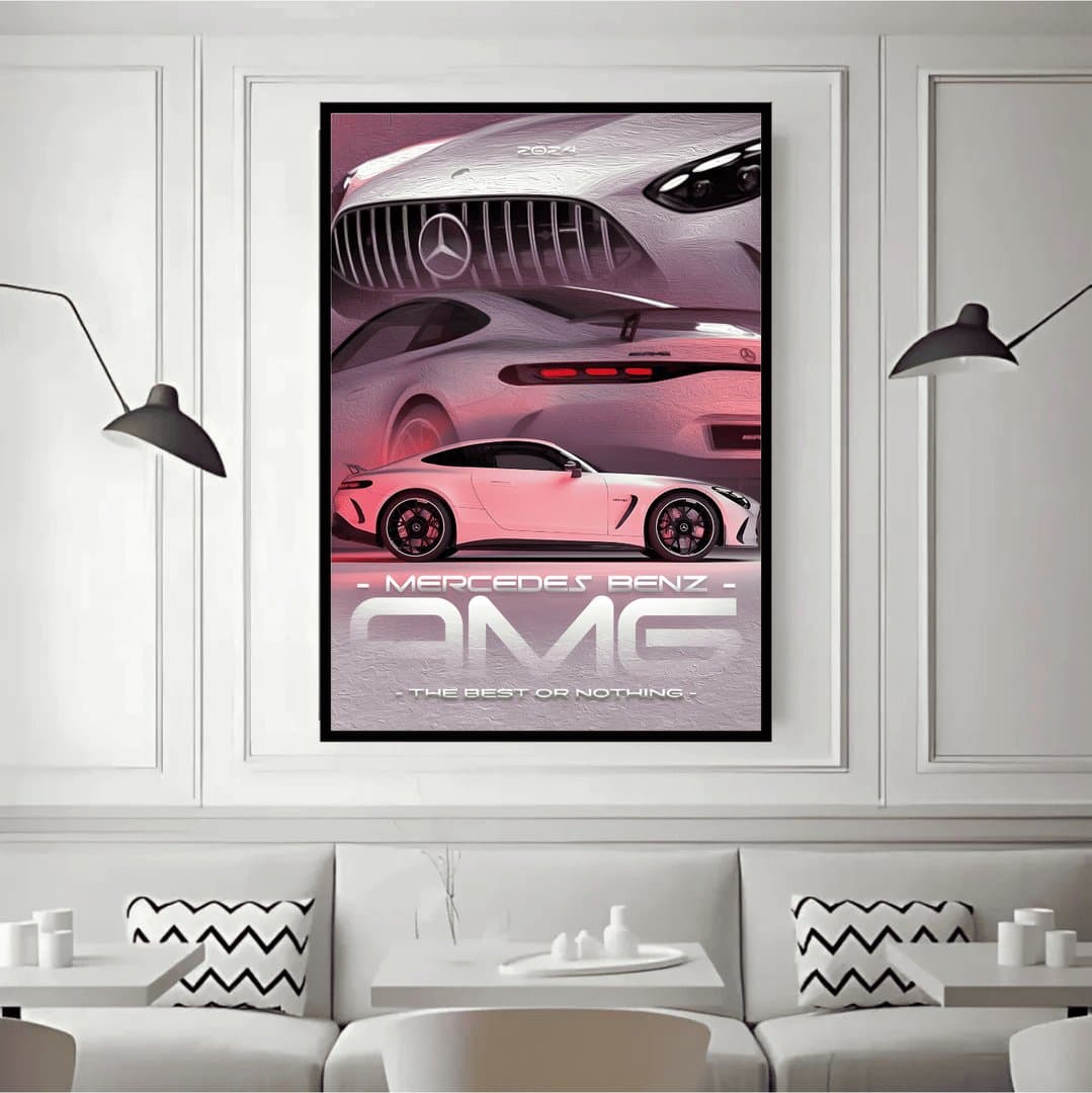 Mercedes Benz AMG GT 2024 Frame & Poster | HD Acrylic Car Wall Decor for Home & Office | Wall Ready Design Frames & Posters 2