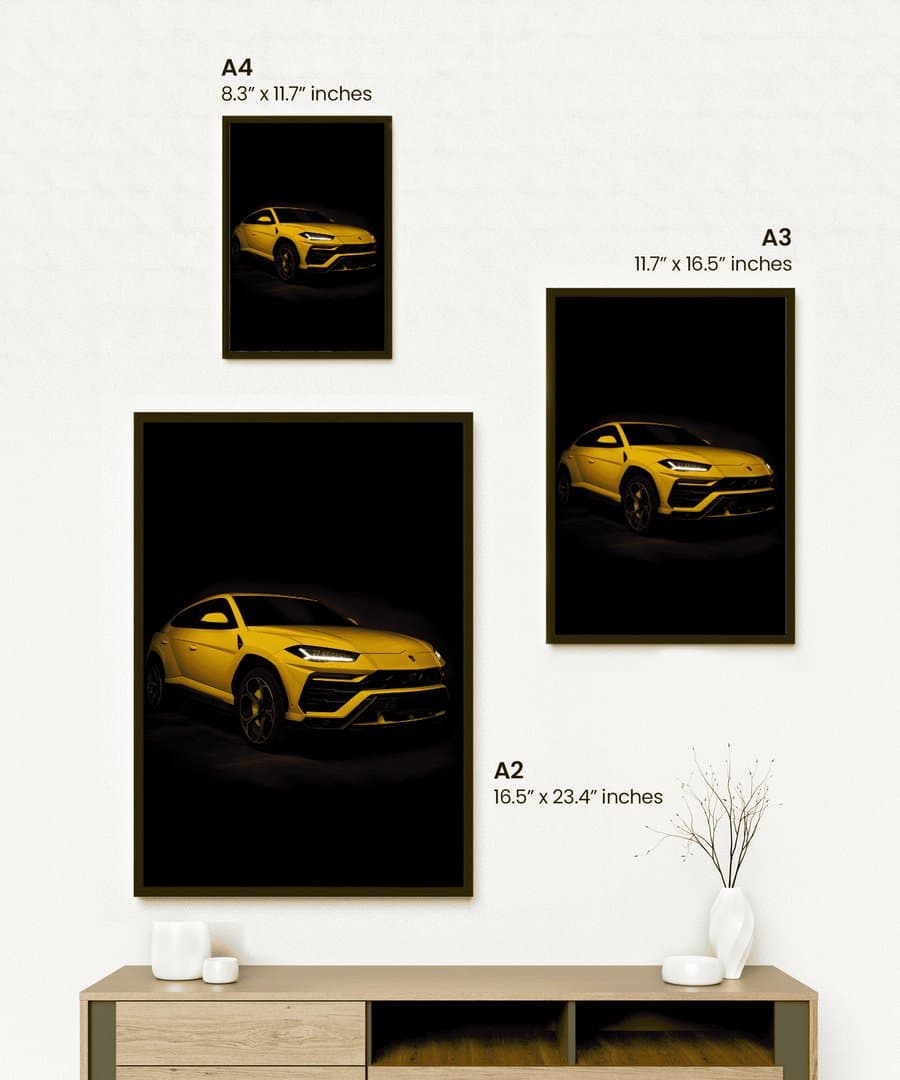 Lamborghini Urus Car Frame & Poster | HD Acrylic Car Wall Decor for Home & Office | Wall Ready Design Frames & Posters 2