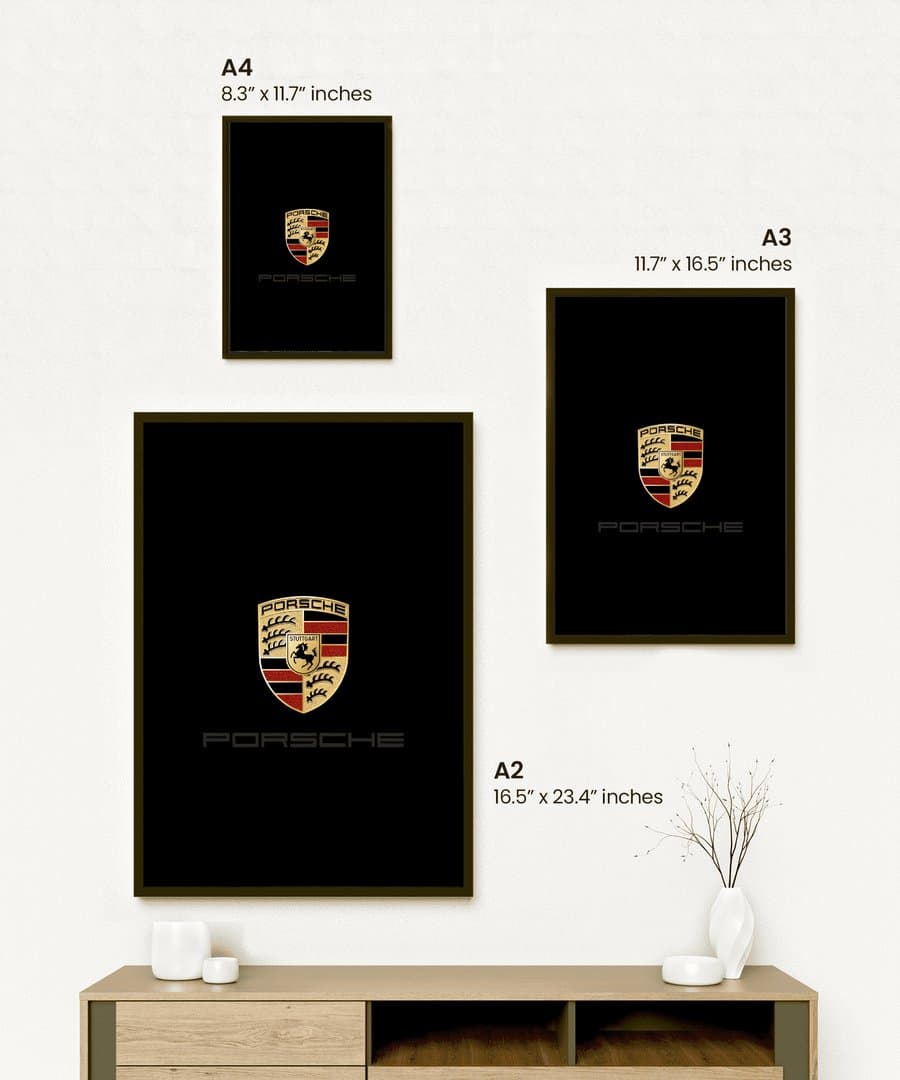 Porsche Logo Frame & Poster | HD Acrylic Car Wall Decor for Home & Office | Wall Ready Design Frames & Posters 2