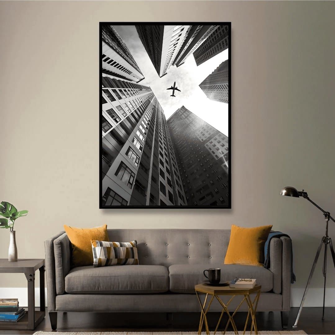 Skyline Buildings (Black & White Aesthetic) Frame & Poster | HD Acrylic Black & White Aesthetic Wall Decor for Home & Office | Wall Ready Design Frames & Posters 3