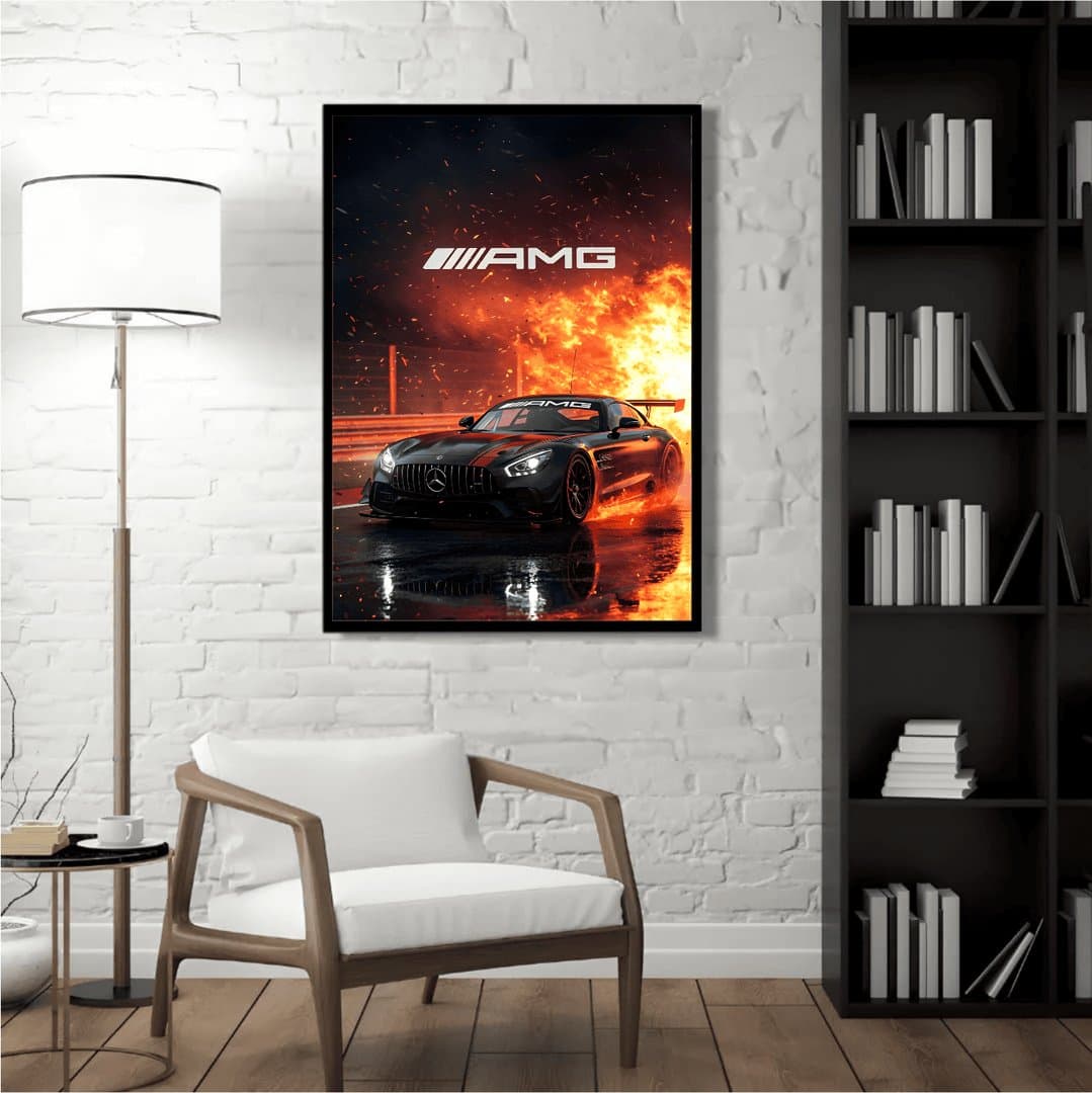 Mercedes-AMG GT Modern Art Wall Frame & Poster | HD Acrylic Car Wall Decor for Home & Office | Wall Ready Design Frames & Posters 3