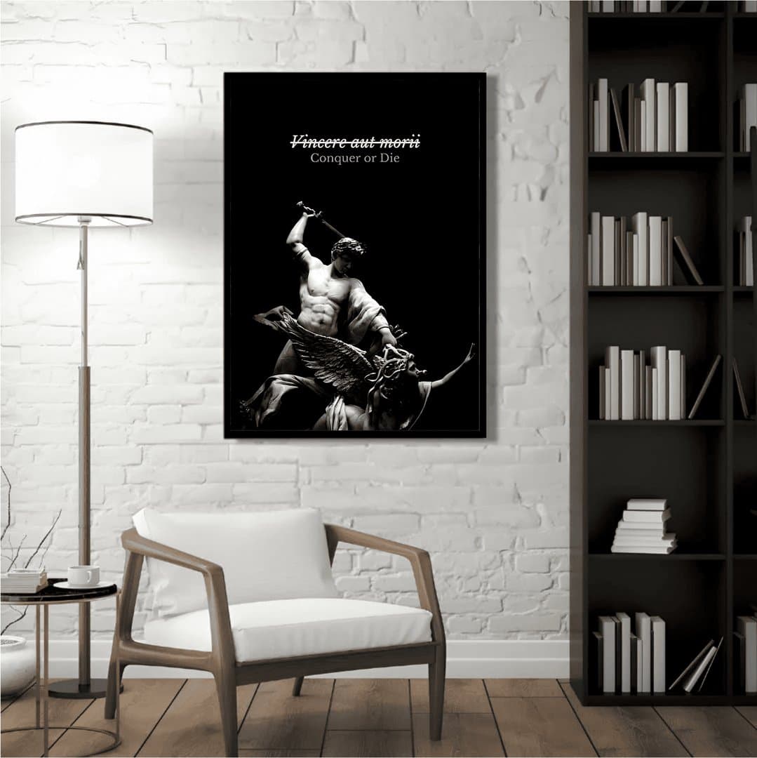 Vincere aut Mori (Conquer or Die) (For Him) Frame & Poster | HD Acrylic For Him Wall Decor for Home & Office | Wall Ready Design Frames & Posters 5