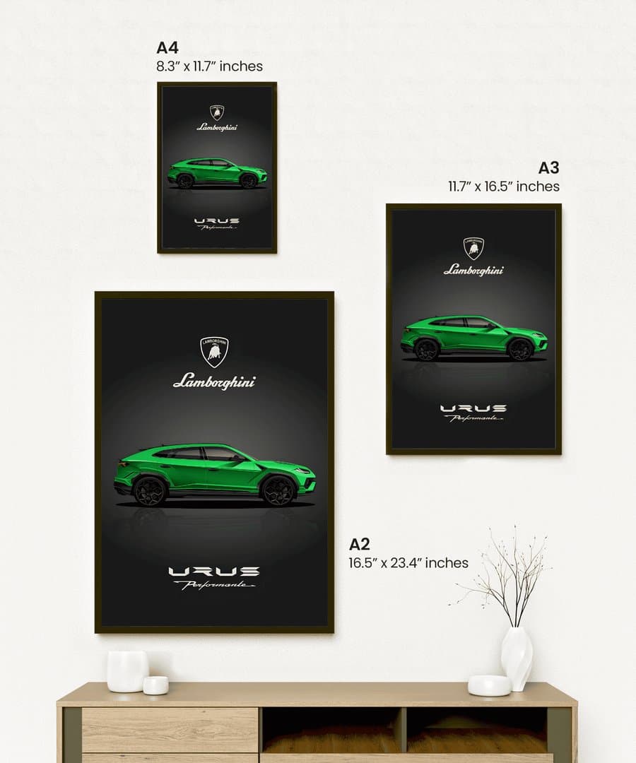 Lamborghini Urus Car Frame & Poster | HD Acrylic Car Wall Decor for Home & Office | Wall Ready Design Frames & Posters 2