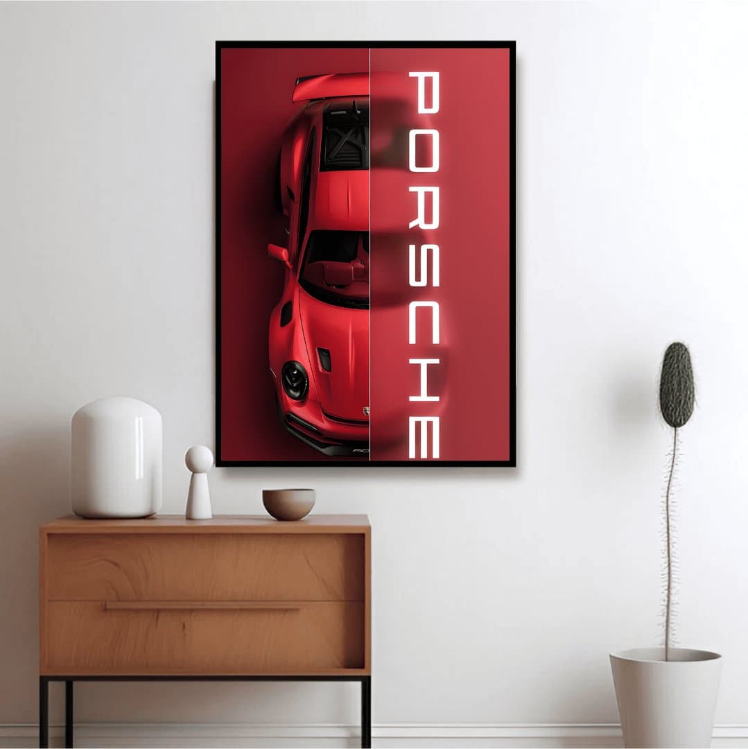 Porsche 911 (Red) Car Frame & Poster | HD Acrylic Car Wall Decor for Home & Office | Wall Ready Design Frames & Posters 5