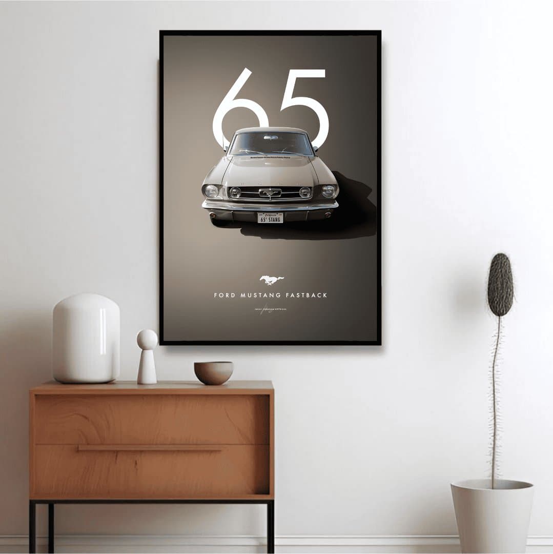 1965 Ford Mustang Fastback Car Frame & Poster | HD Acrylic Car Wall Decor for Home & Office | Wall Ready Design Frames & Posters 5