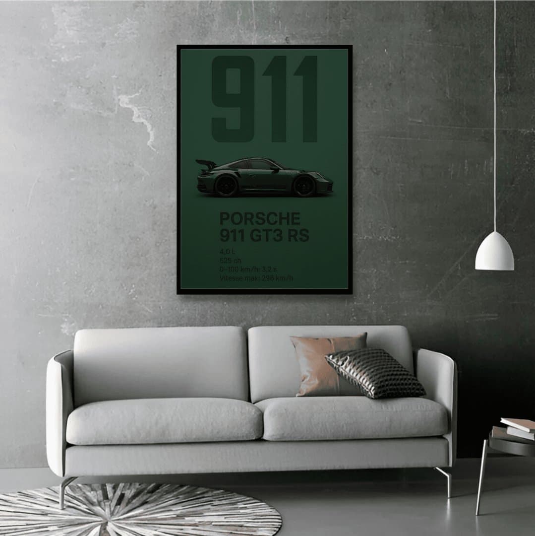 Porsche 911 GT3 RS Car Frame & Poster | HD Acrylic Car Wall Decor for Home & Office | Wall Ready Design Frames & Posters 4