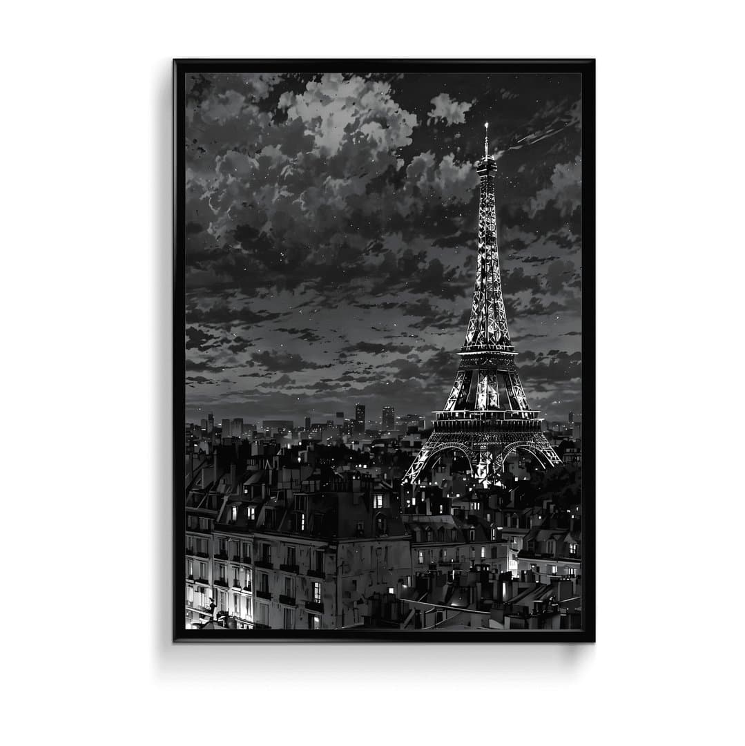 Eiffel Tower (Black & White Aesthetic) Frame & Poster | HD Acrylic Black & White Aesthetic Wall Decor for Home & Office | Wall Ready Design Frames & Posters 1