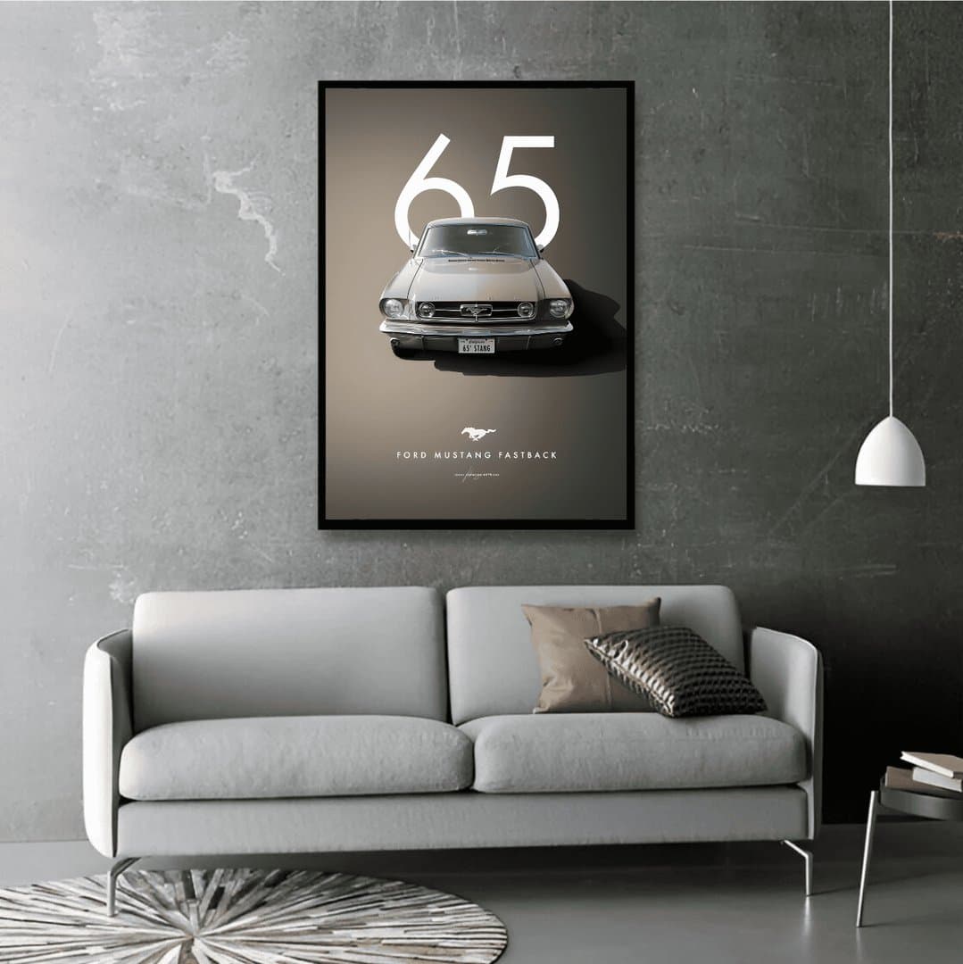 1965 Ford Mustang Fastback Car Frame & Poster | HD Acrylic Car Wall Decor for Home & Office | Wall Ready Design Frames & Posters 4