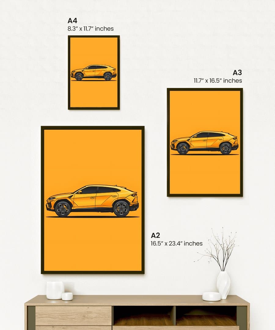 Lamborghini Urus Car Frame & Poster | HD Acrylic Car Wall Decor for Home & Office | Wall Ready Design Frames & Posters 2