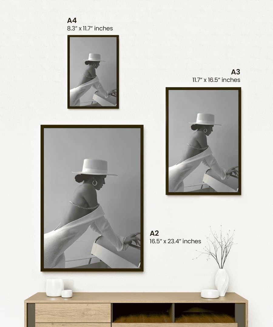 Elegant Muse in White Hat (For Her) Frame & Poster | HD Acrylic For Her Wall Decor for Home & Office | Wall Ready Design Frames & Posters 2