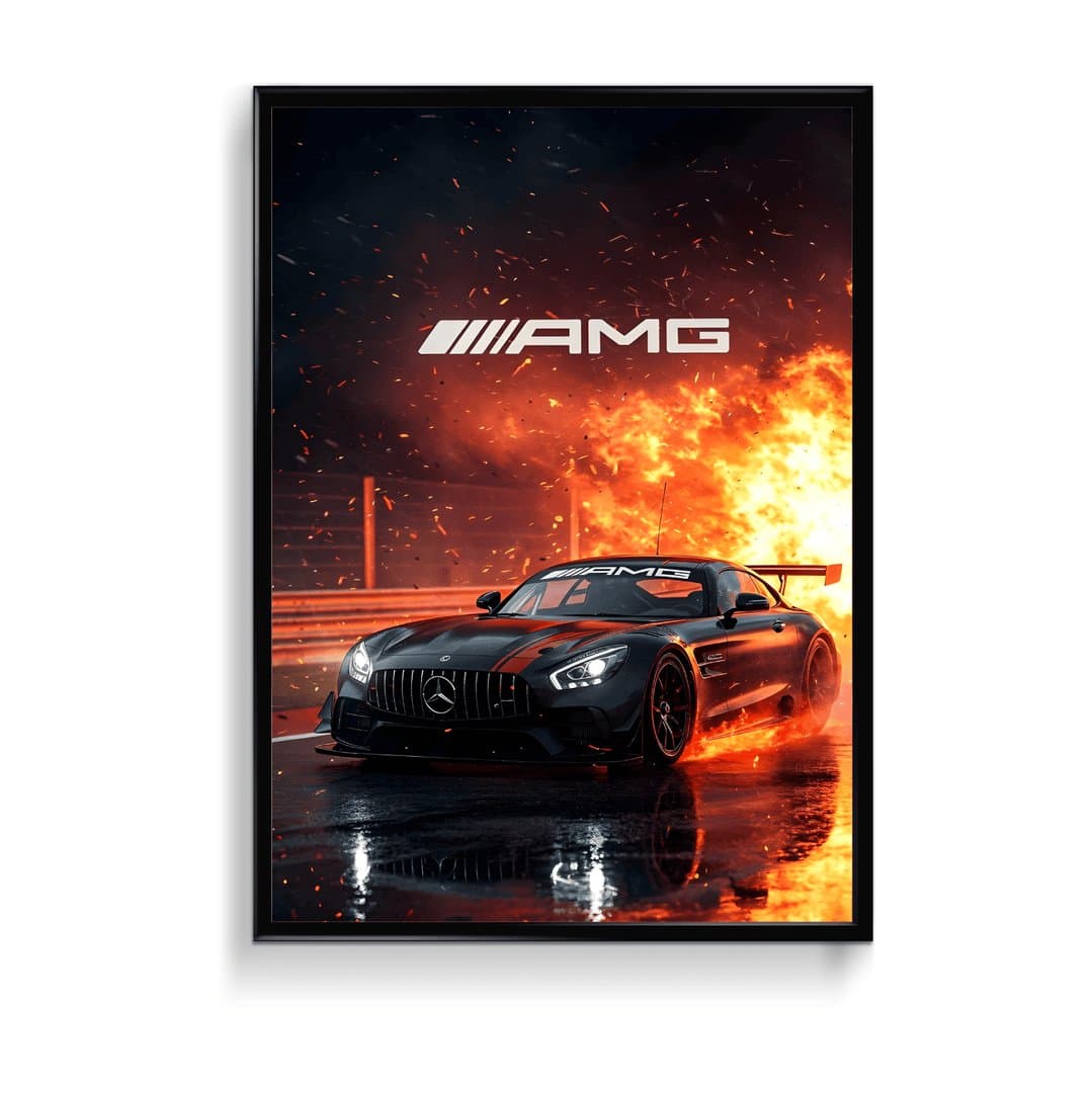 Mercedes-AMG GT Modern Art Wall Frame & Poster | HD Acrylic Car Wall Decor for Home & Office | Wall Ready Design Frames & Posters