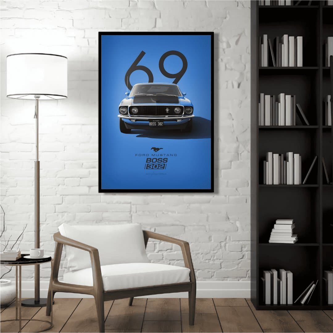 Ford Mustang Fastback Car Frame & Poster | HD Acrylic Car Wall Decor for Home & Office | Wall Ready Design Frames & Posters 3