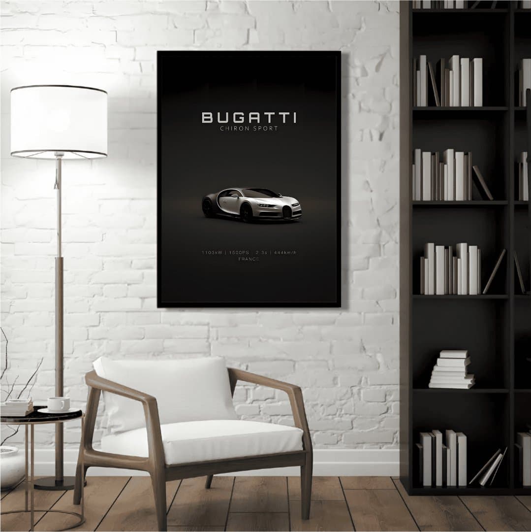 Bugatti Chiron Sport Minimalist Car Frames & Poster | HD Acrylic Car Wall Decor for Home & Office | Wall Ready Design Frames & Posters 5
