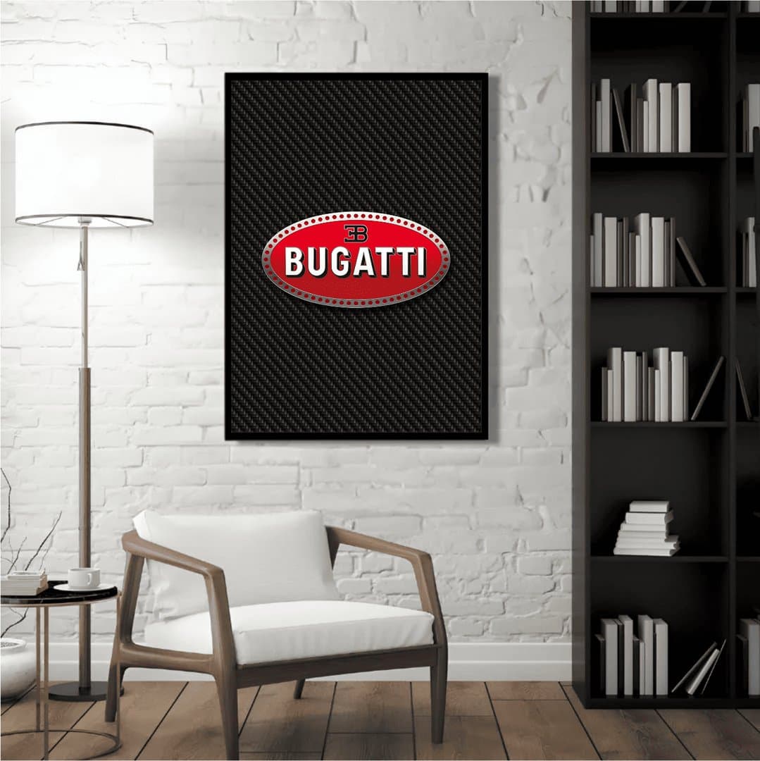 Bugatti Macaron Logo Frames & Poster | HD Acrylic Car Wall Decor for Home & Office | Wall Ready Design Frames & Posters 5